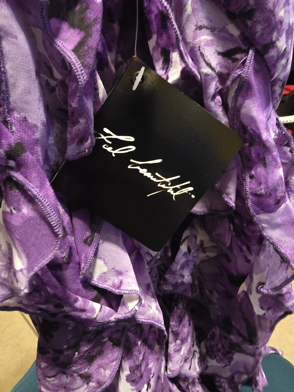 White House Black Market Strapless Purple Floral Ruffle Dress - Picture 4 of 5
